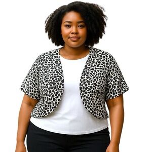 Lane Bryant Leopard Print Cropped Cardigan Shrug